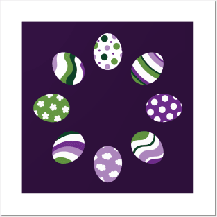 Eggs | Purple Green | Stripes | Dots | Clouds | Dark Purple Posters and Art